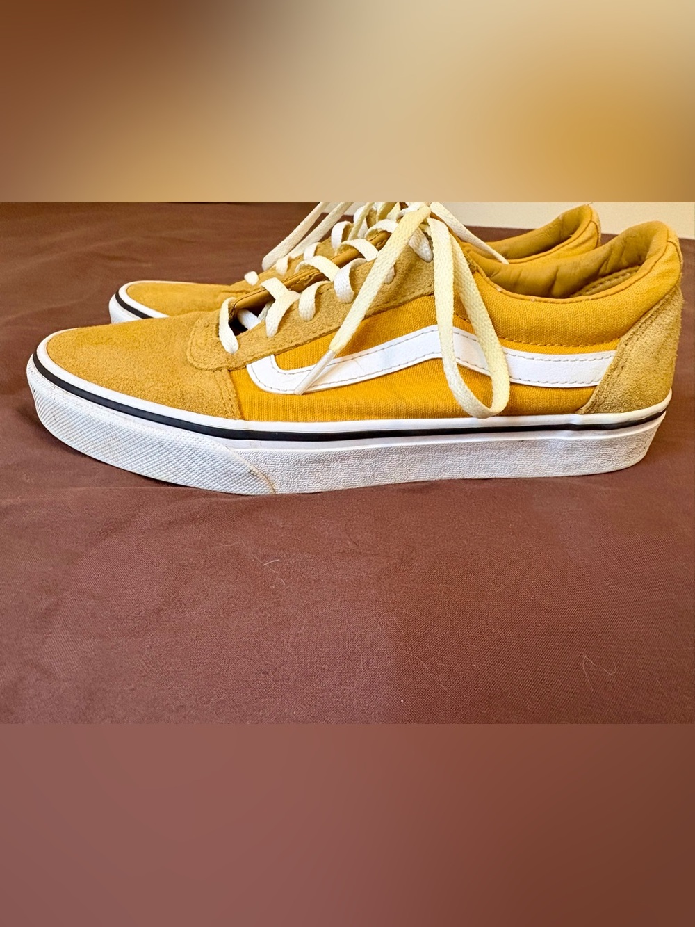 Vans Yellow Low-Top Sneakers with White Stripe